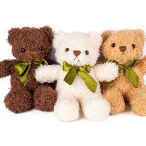 3 Packs Teddy Bear Stuffed Animals 3 Colors Plush Toys with 6 Pieces Bow Tie New